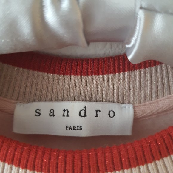 Sandro Pink Embroidered Crew Neck Sweater - Picture 6 of 7